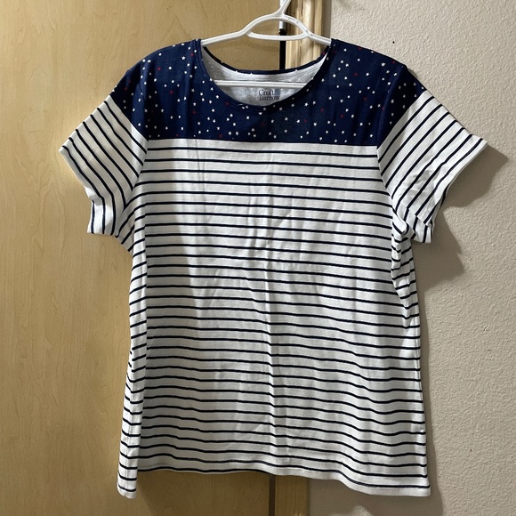 croft & barrow Tops - Women XXL Basic Casual Tee-Shirt Stripes and Stars New condition